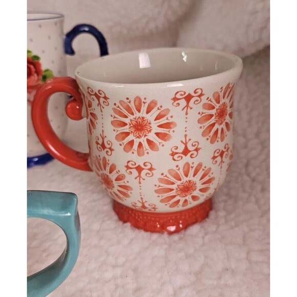 Set of 4 Pioneer Woman Large Country Garden Coffee Mugs /Cups - Picture 8 of 13